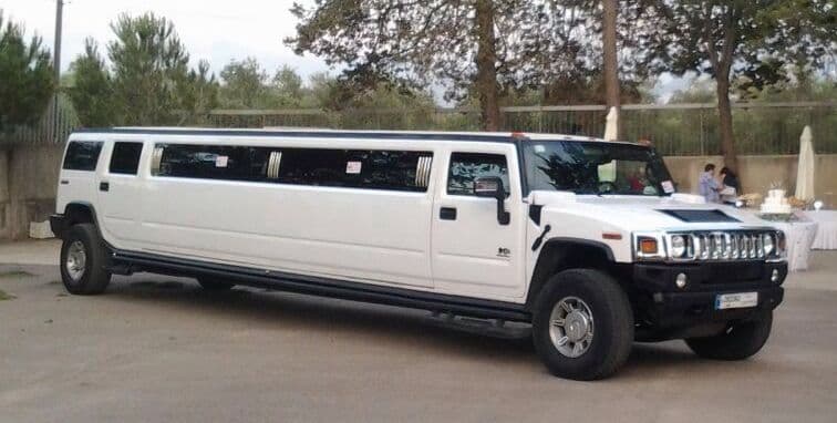 White Hummer stretch limousine parked in a wedding venue in Lebanon