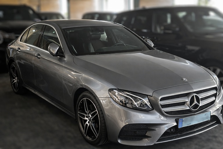 Sleek silver Mercedes Benz E Class 2022 in Beirut Showroom